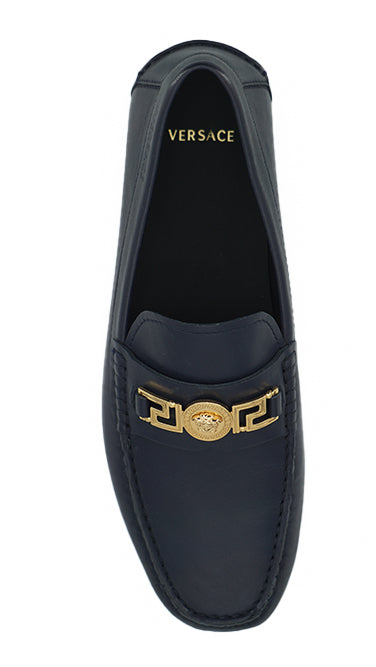 Elegante marineblauwe kalfsleren loafers