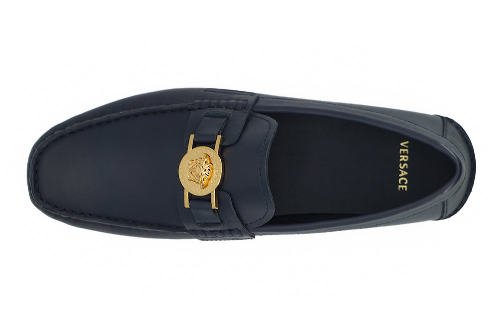 Elegante marineblauwe kalfsleren loafers