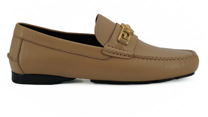 Prachtige Medusa goudkleurige leren loafers