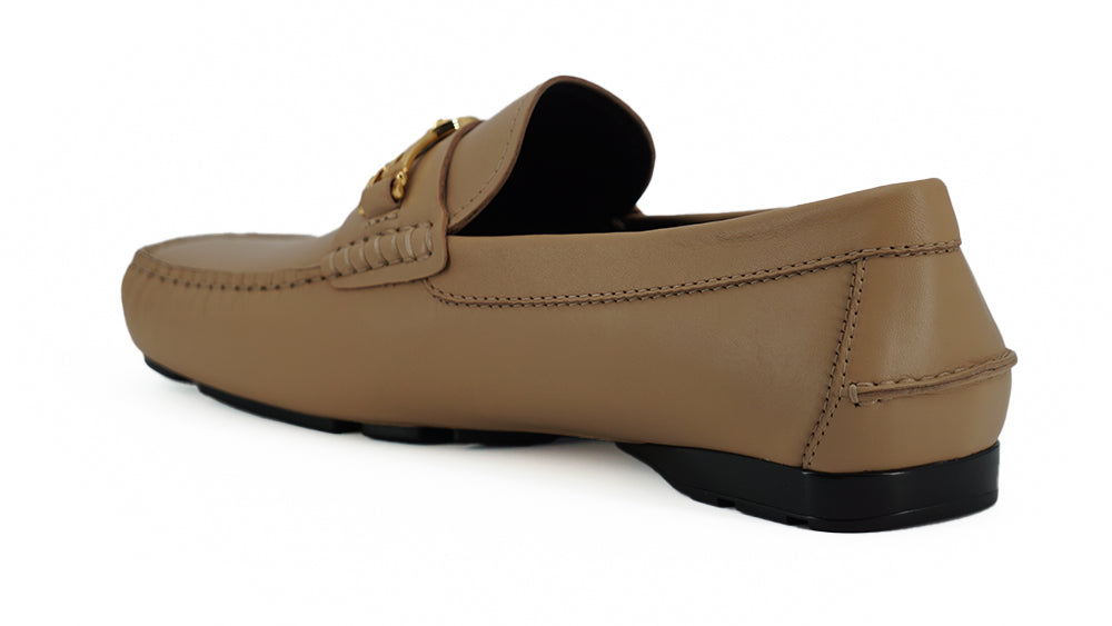 Prachtige Medusa goudkleurige leren loafers