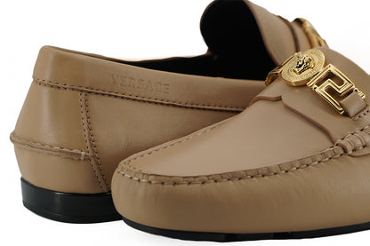 Prachtige Medusa goudkleurige leren loafers