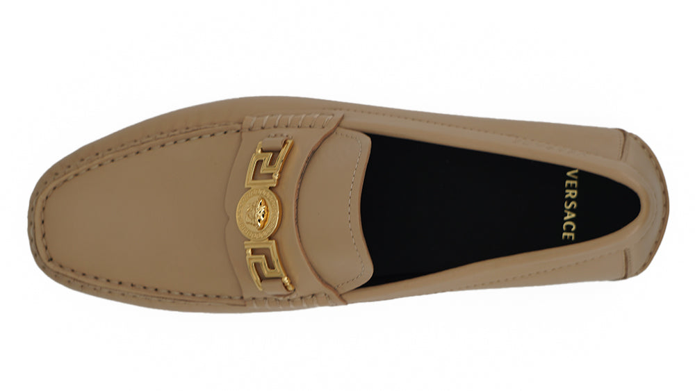 Prachtige Medusa goudkleurige leren loafers