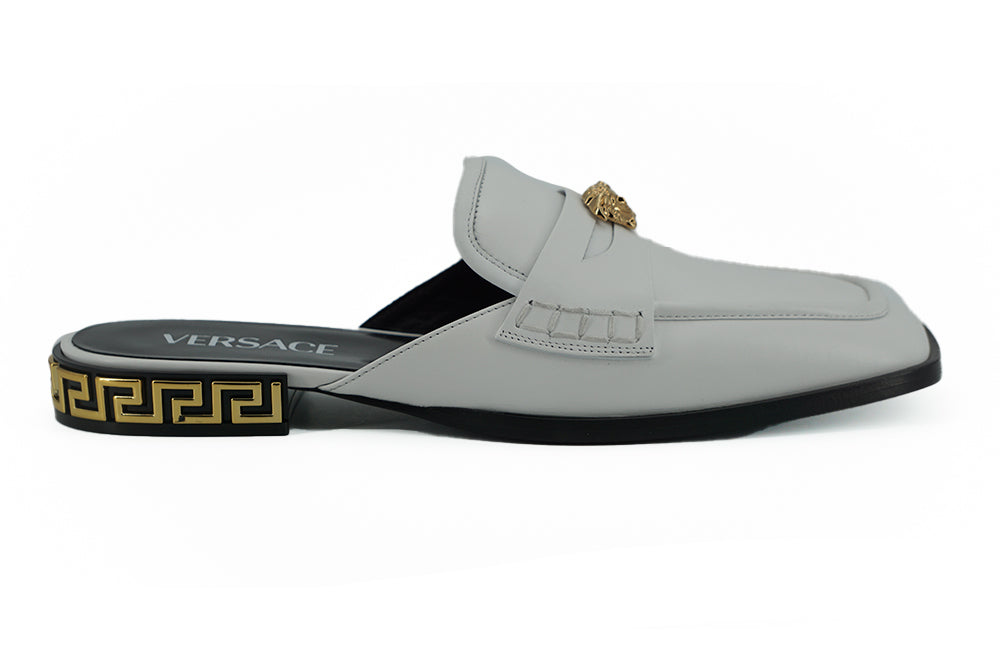 Elegant White Leather Flat Slides