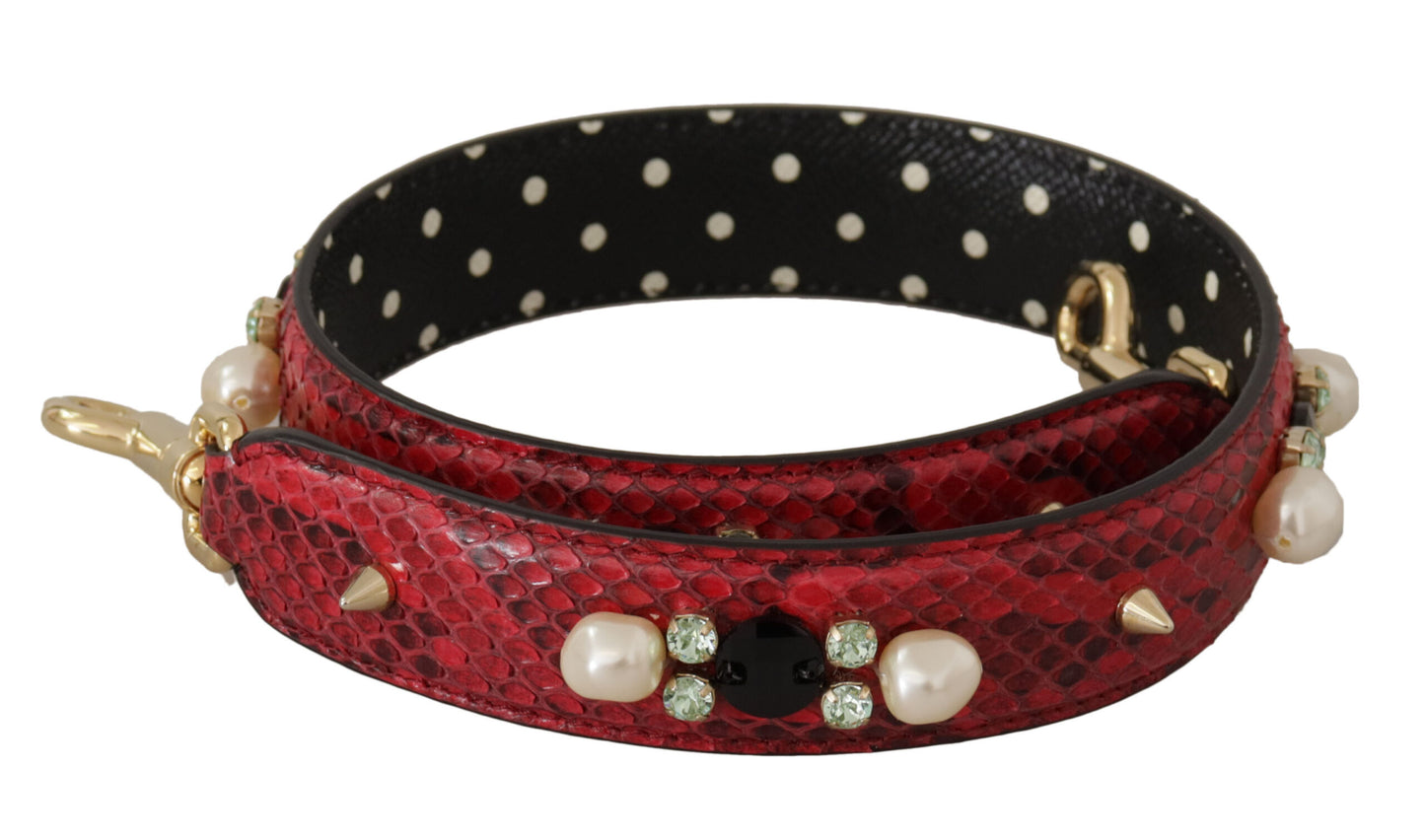 Elegante rode python leren schouderband