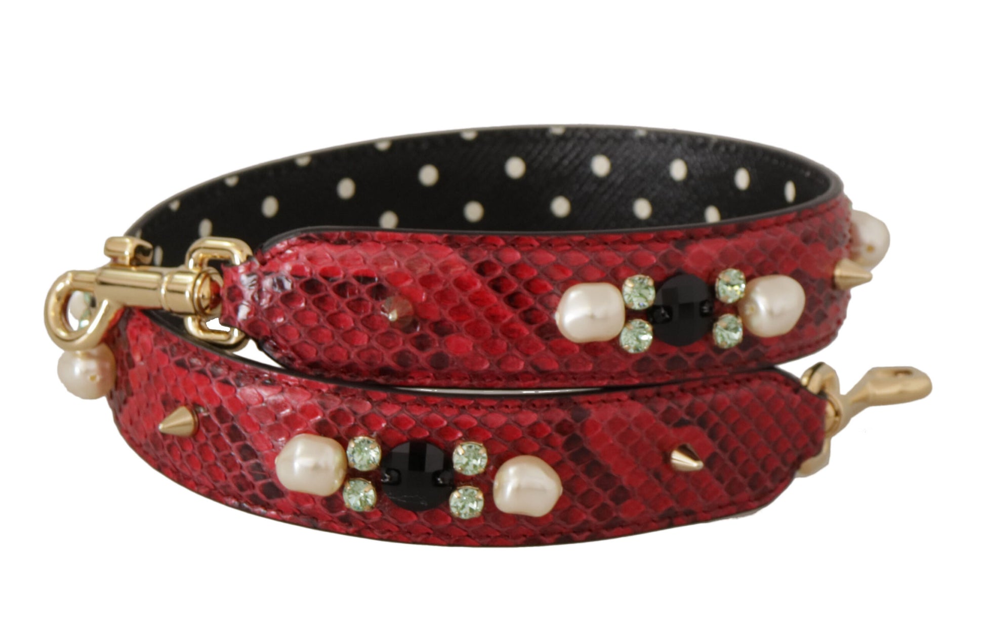 Elegante rode python leren schouderband