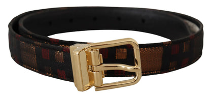 Multicolor leren riem met gouden gesp