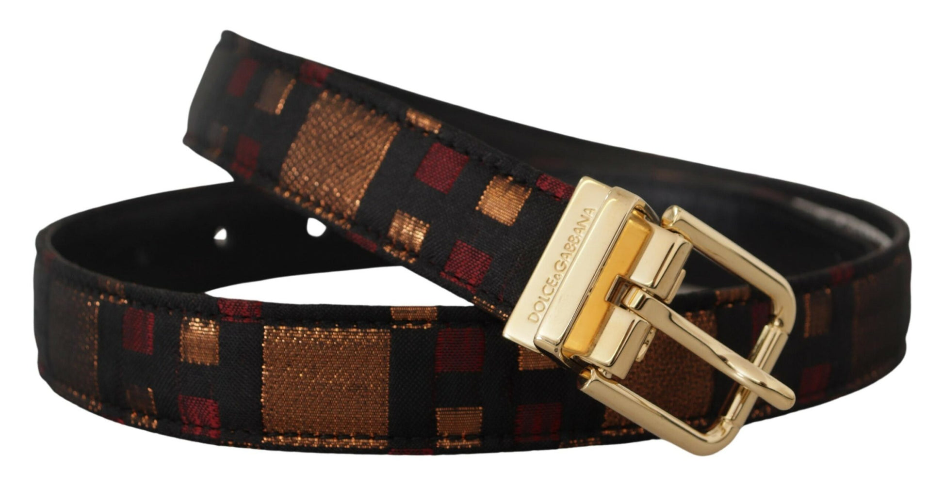 Multicolor leren riem met gouden gesp