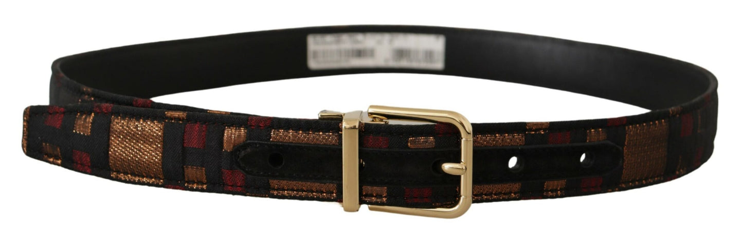 Multicolor leren riem met gouden gesp