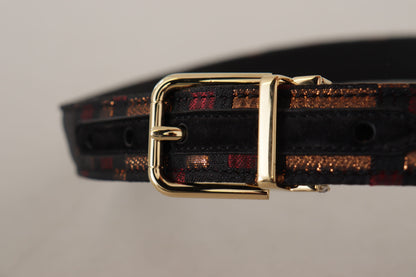 Multicolor leren riem met gouden gesp