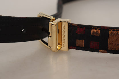 Multicolor leren riem met gouden gesp