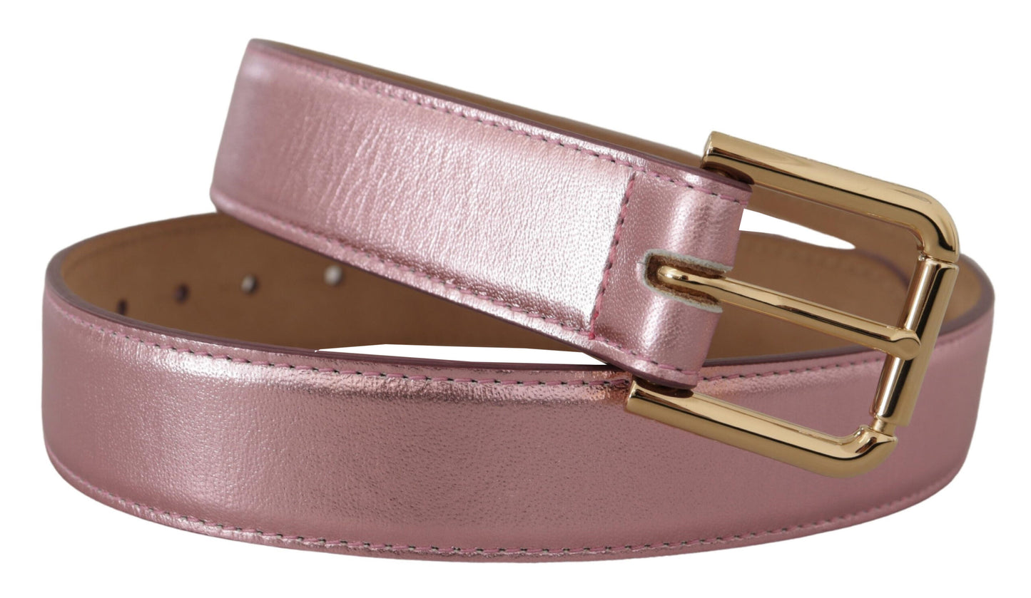 Elegante metallic roze leren riem