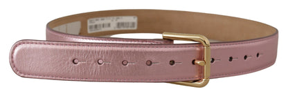 Elegante metallic roze leren riem