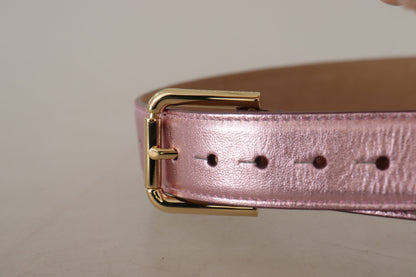 Elegante metallic roze leren riem