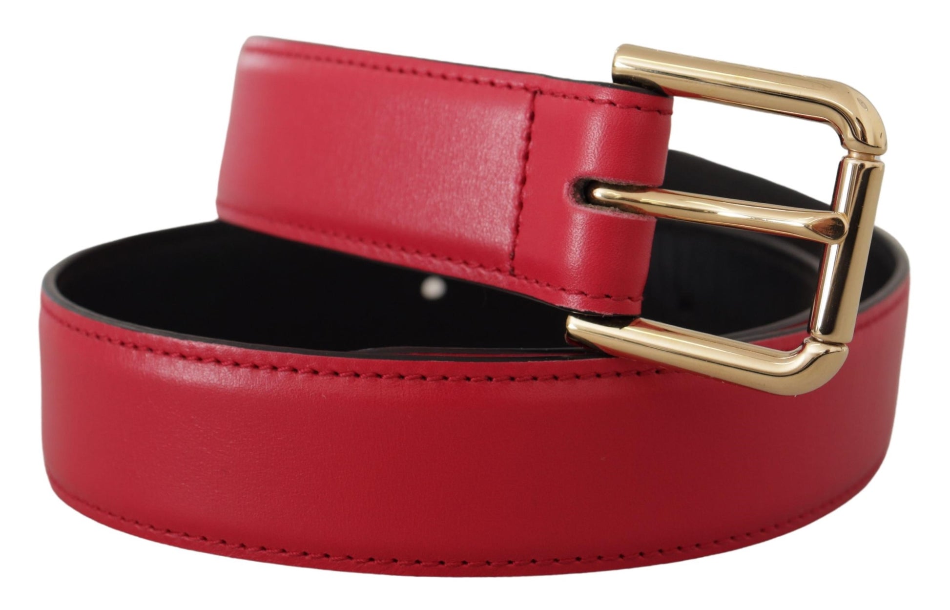 Elegante rode leren riem met goudkleurige gesp