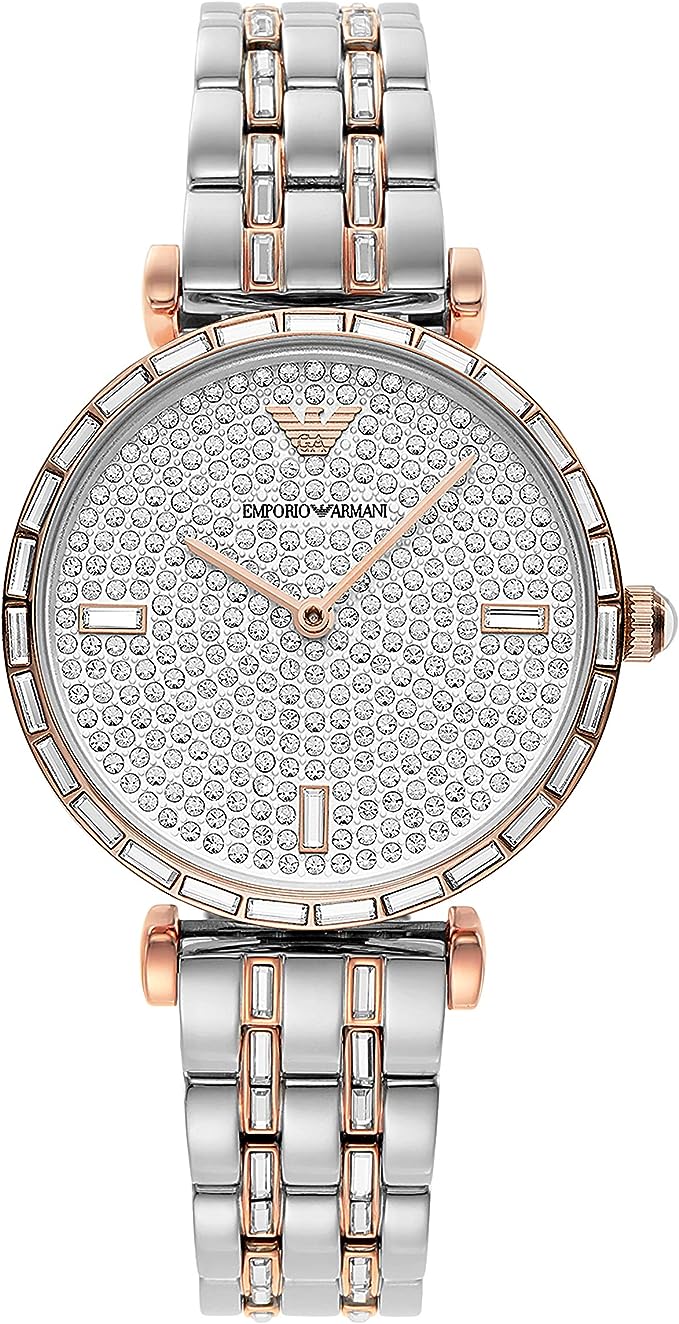 Elegant tweekleurig kristal pavé horloge