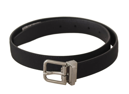 Elegante zwarte canvas en leren riem