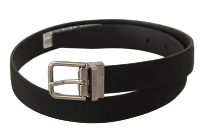 Elegante zwarte canvas en leren riem