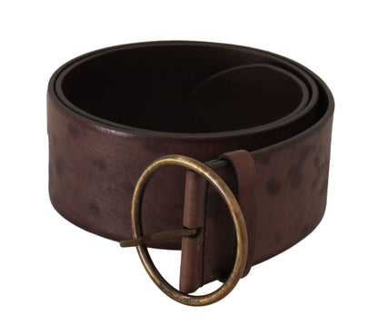 Elegante donkerbruine leren riem met logogesp