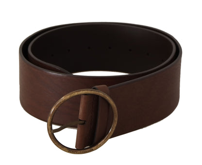 Elegante bruine leren riem met gegraveerde gesp