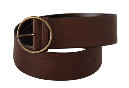 Elegante bruine leren riem met gegraveerde gesp