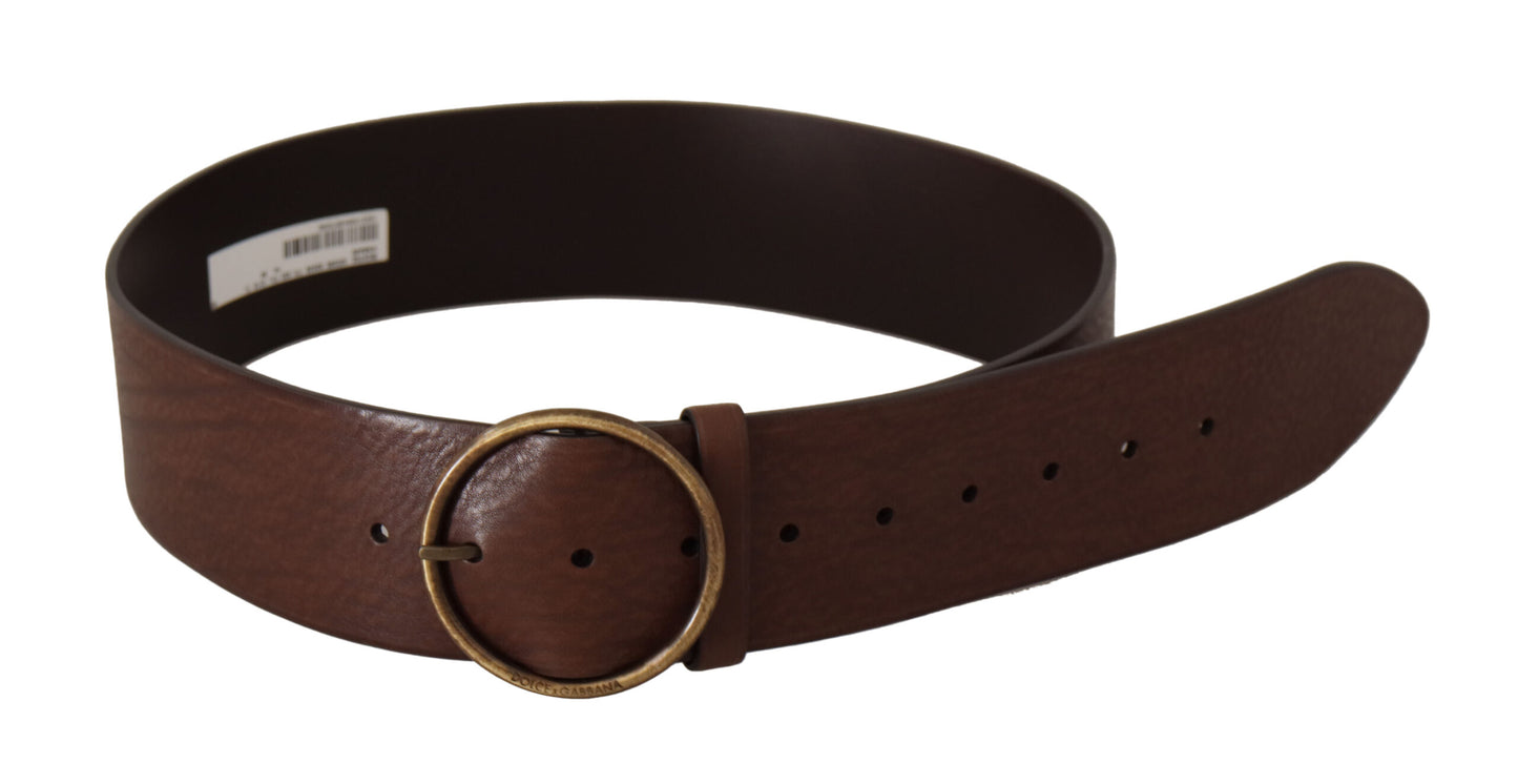 Elegante bruine leren riem met gegraveerde gesp