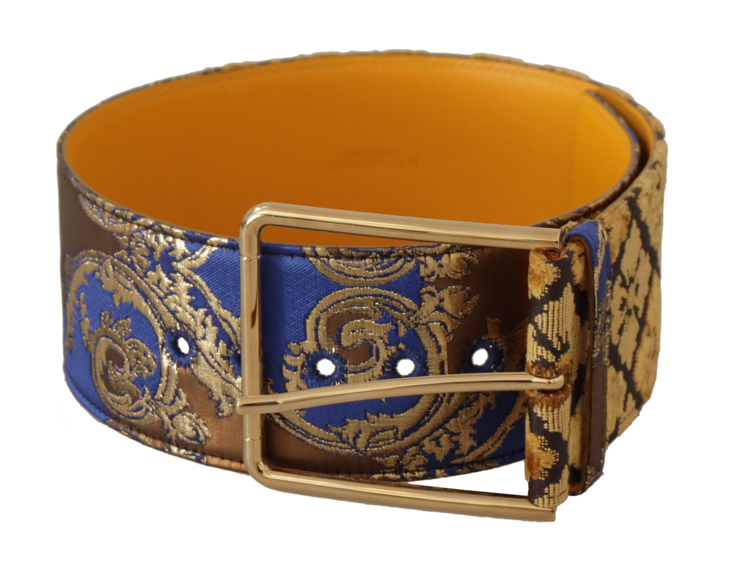 Elegante blauwe leren riem met metalen gesp