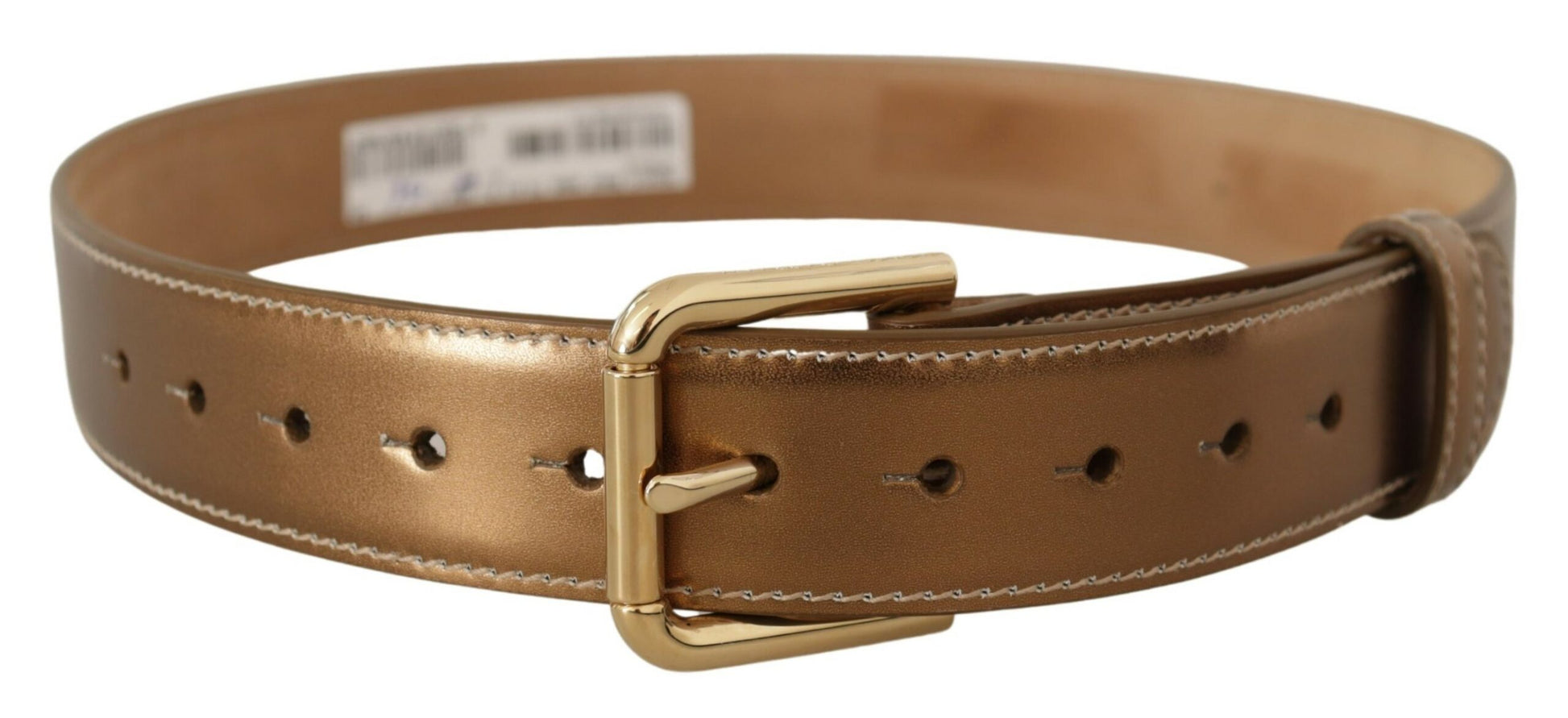 Elegante bronzen leren riem met logogesp