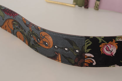 Elegante veelkleurige canvas-leren riem