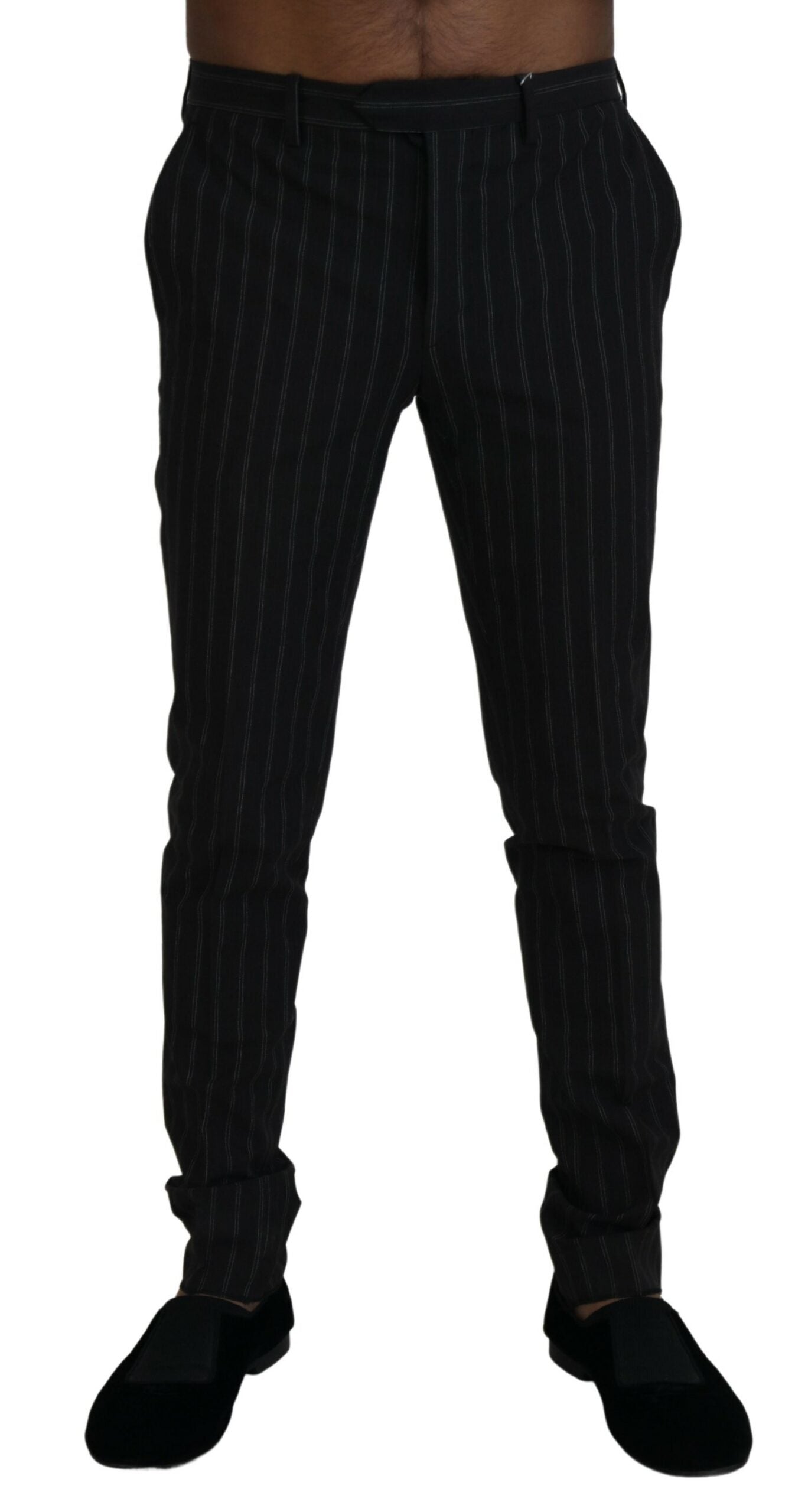 Elegante gestreepte viscose pantalon voor heren