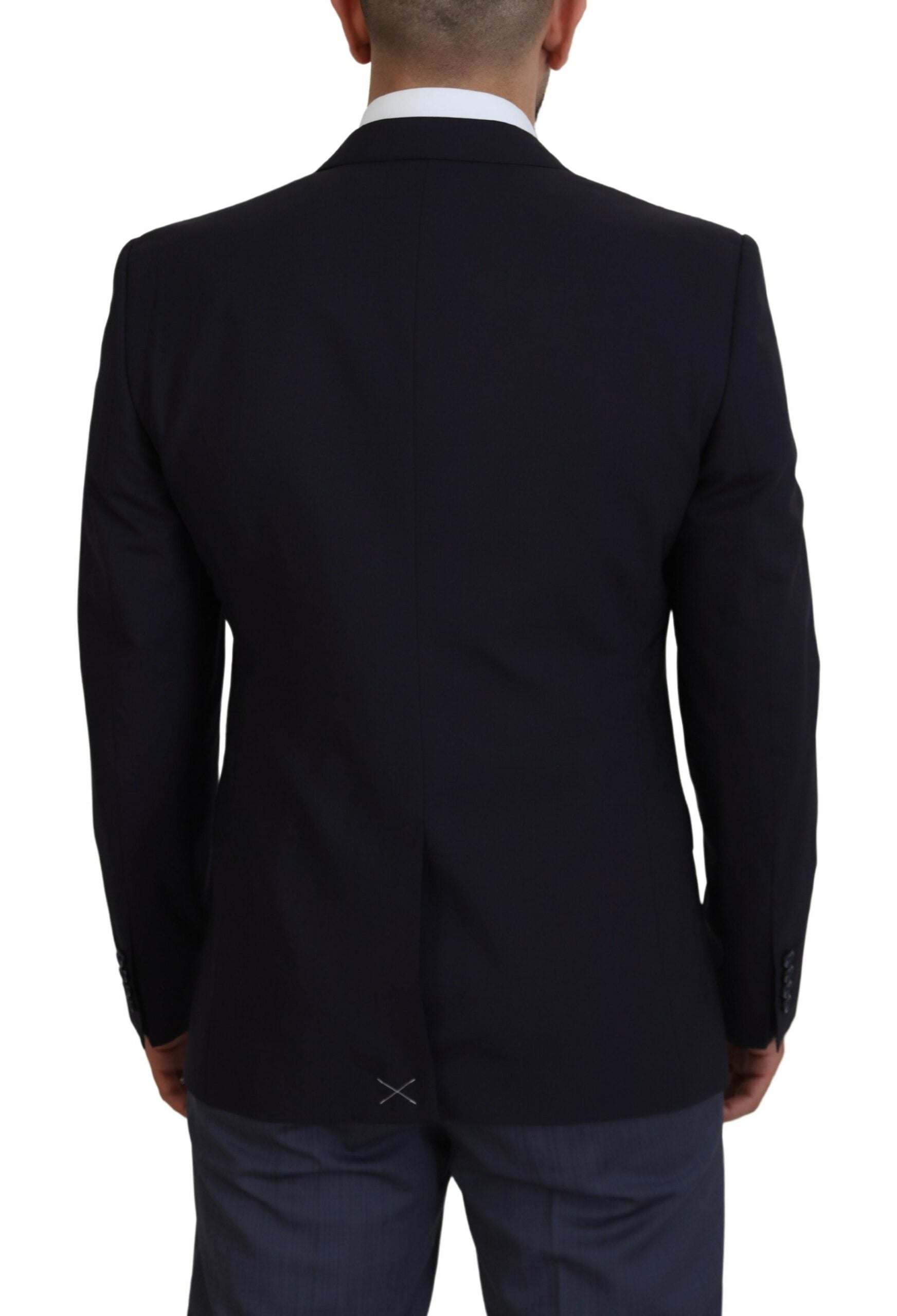 Elegante marineblauwe Martini-blazer van wolmix