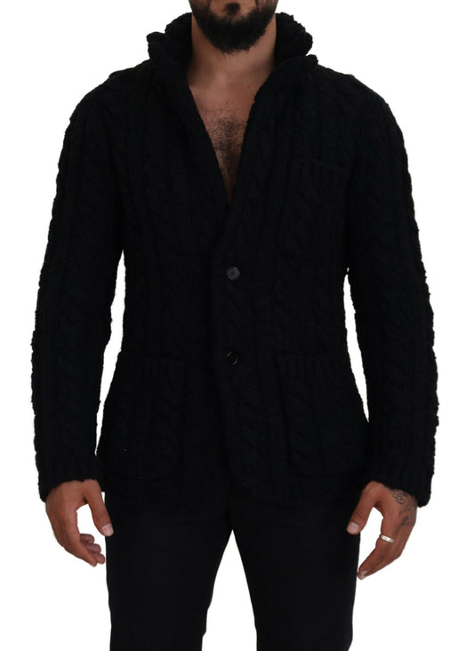 Elegante zwarte wol-kasjmiermix cardigan