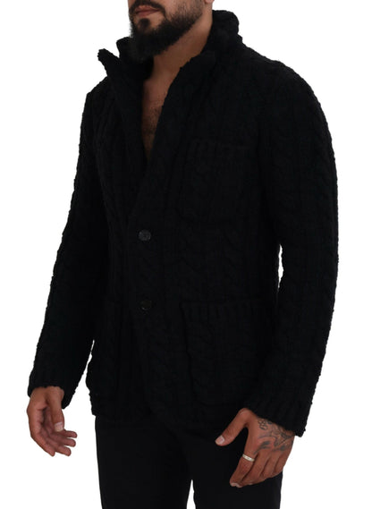 Elegante zwarte wol-kasjmiermix cardigan