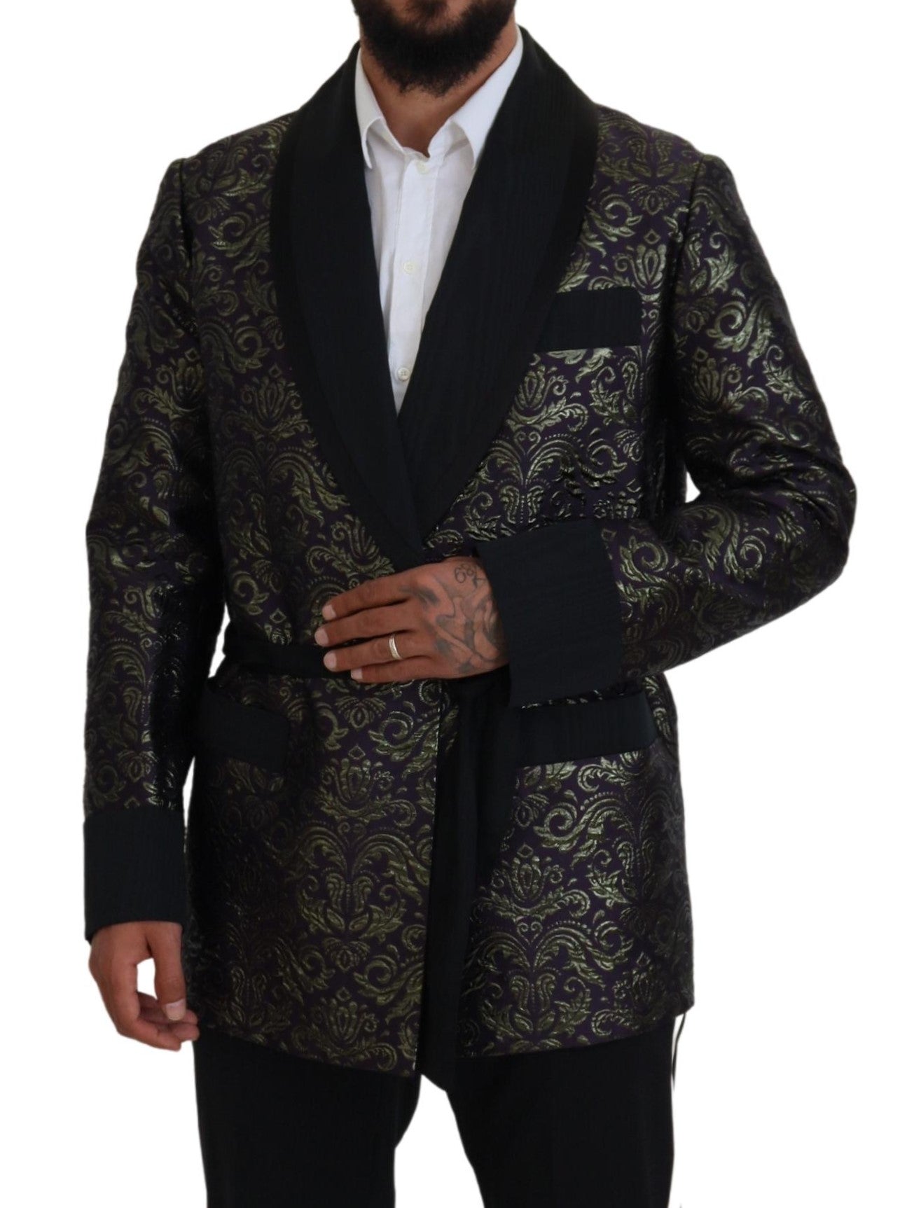 Gouden Jacquard Robe Jas