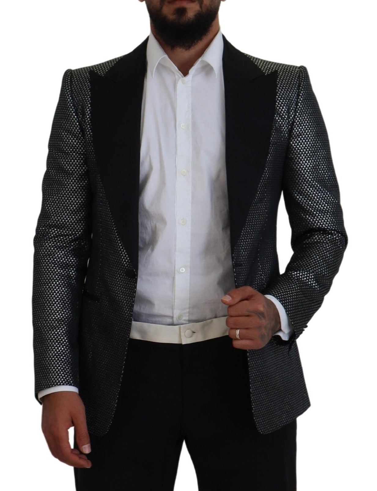 Elegante jacquard enkelrijs blazer