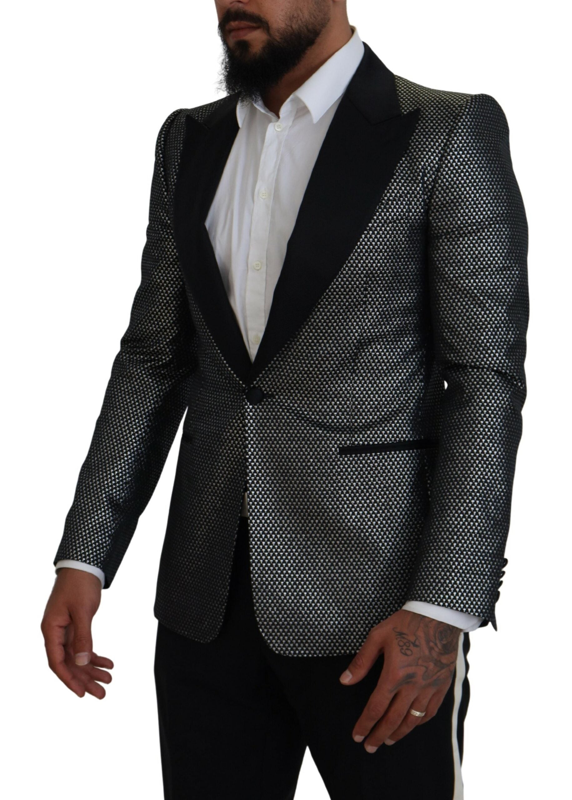 Elegante jacquard enkelrijs blazer