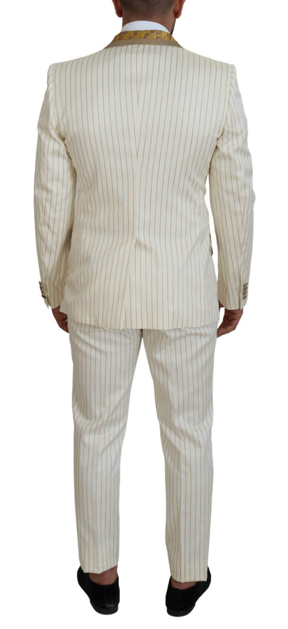 Elegant off-white dubbelrijs pak