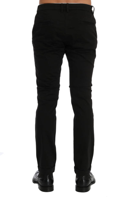 Chique zwarte slim fit katoenen stretchbroek