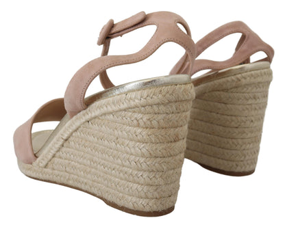 Elegante suède enkelband wig sandalen