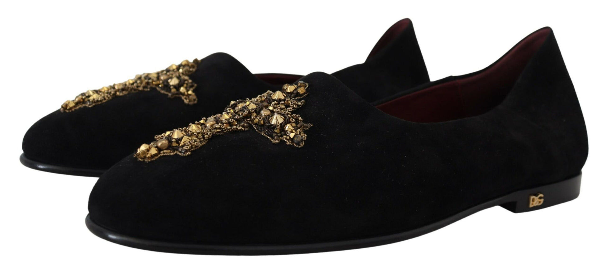 Zwarte gouden kristal pailletten loafers