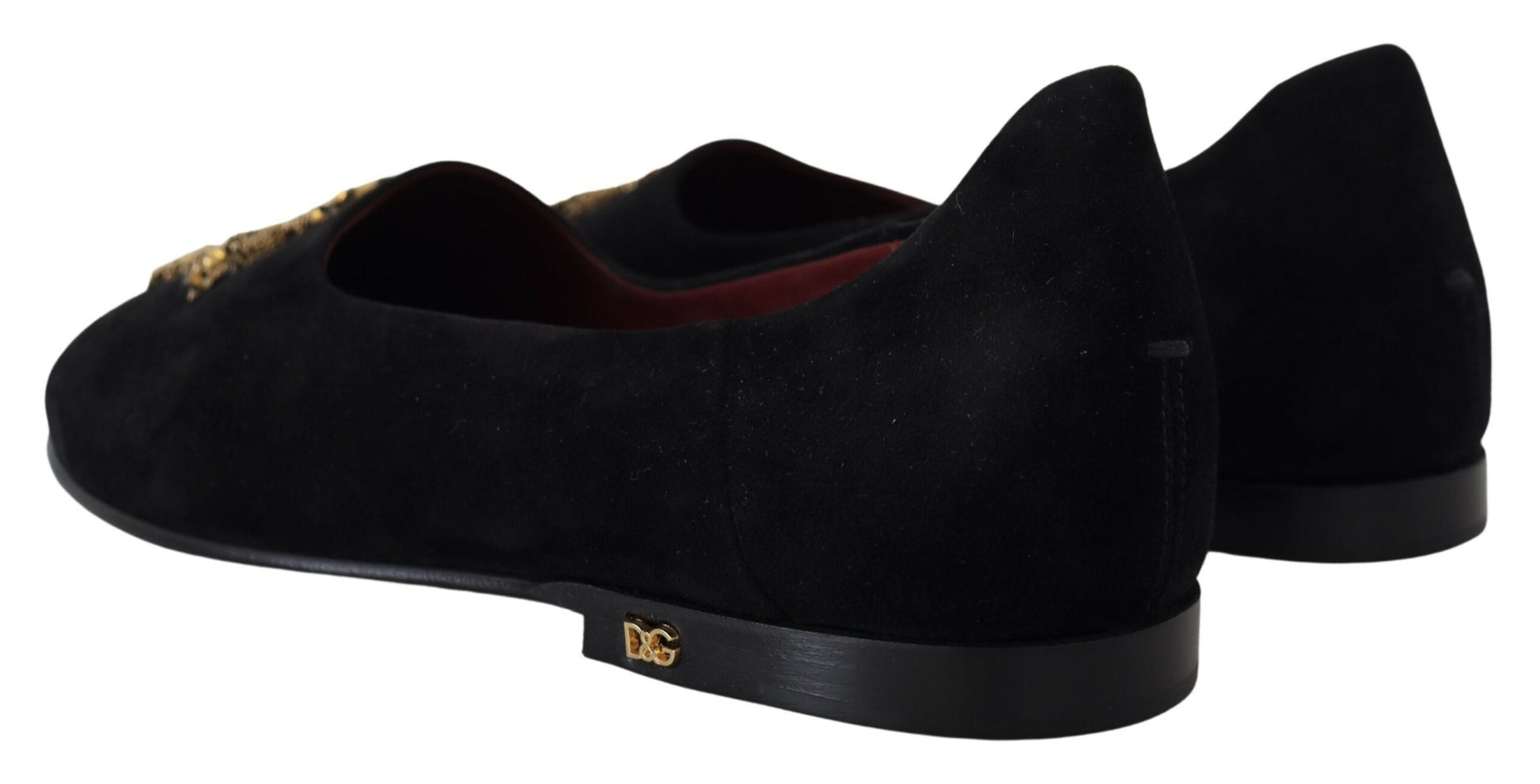 Zwarte gouden kristal pailletten loafers