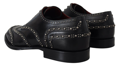 Elegante zwarte Derby-schoenen met studs