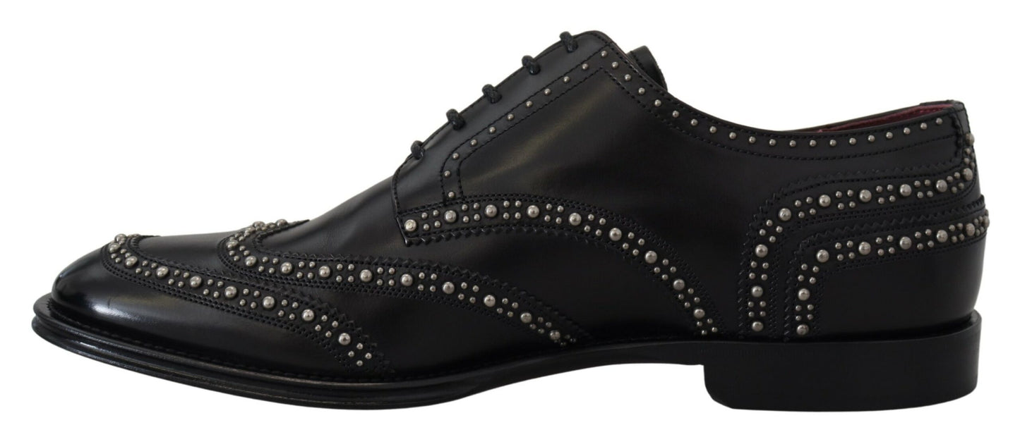 Elegante zwarte Derby-schoenen met studs