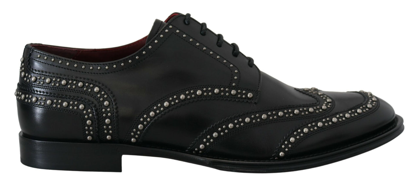 Elegante zwarte Derby-schoenen met studs