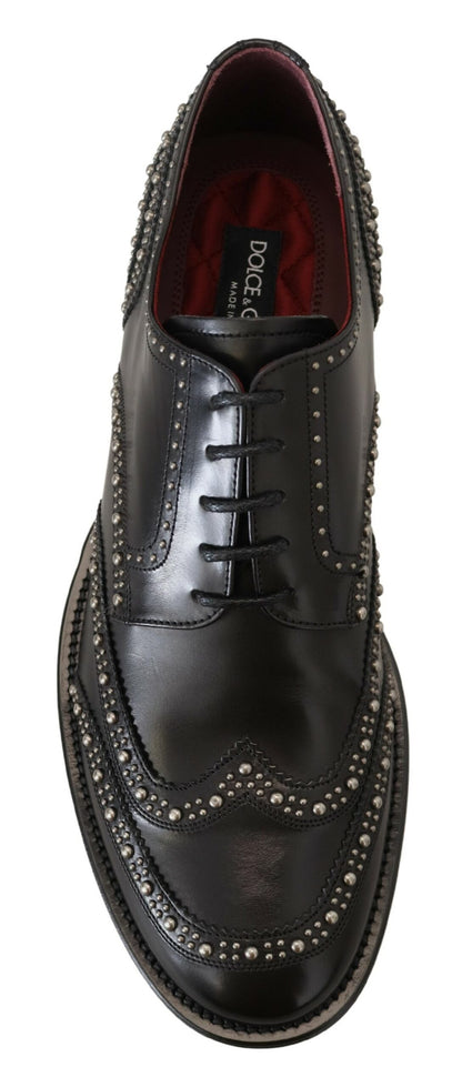 Elegante zwarte Derby-schoenen met studs