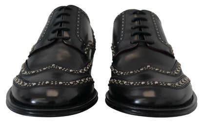 Elegante zwarte Derby-schoenen met studs