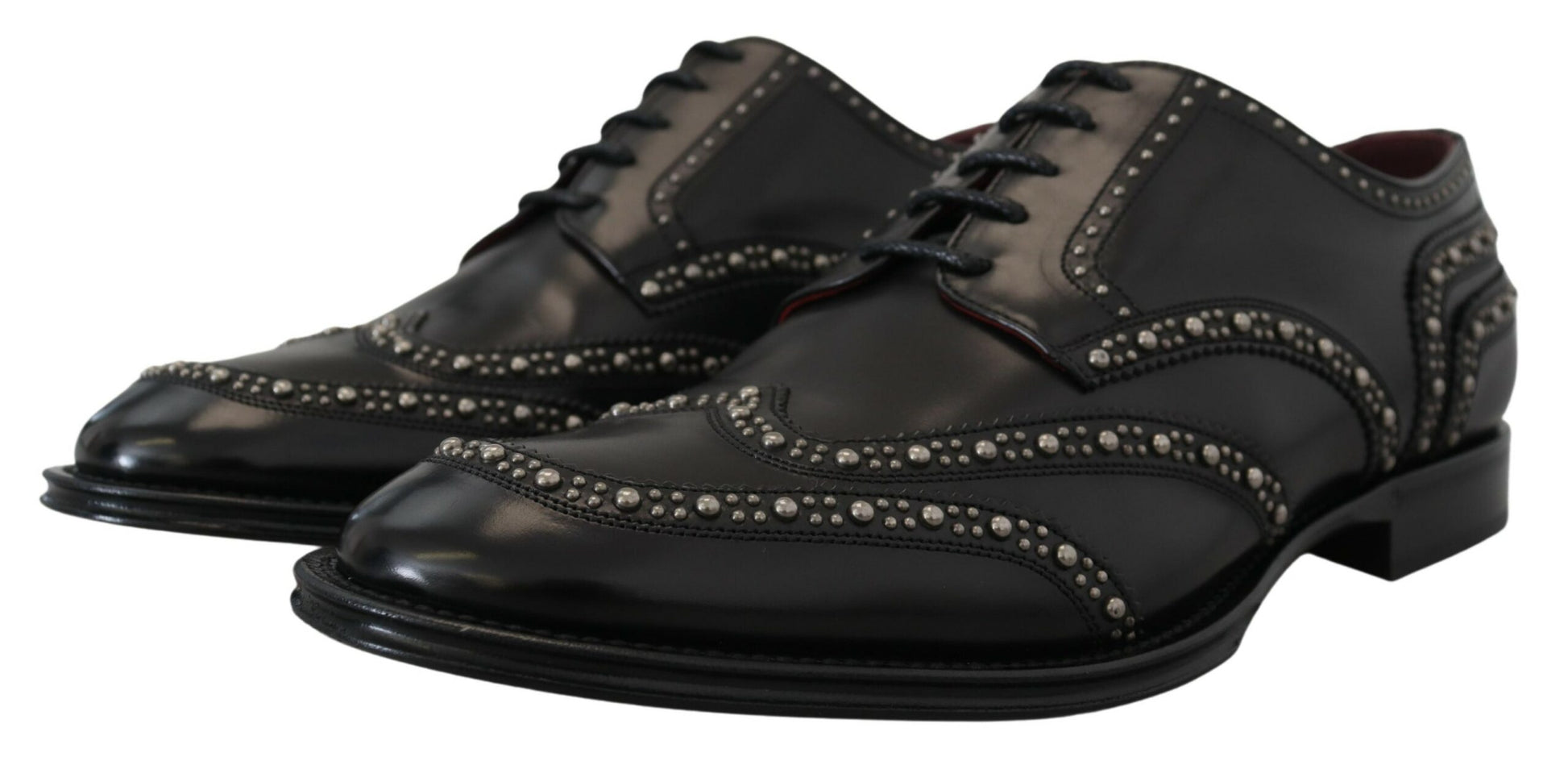 Elegante zwarte Derby-schoenen met studs