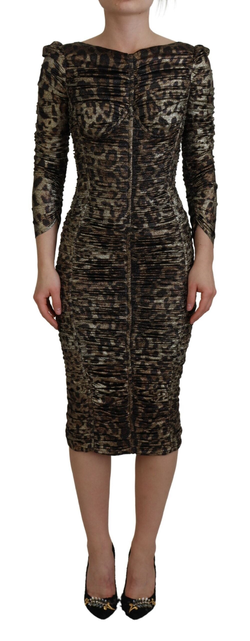 Elegante midi bodyconjurk met luipaardprint