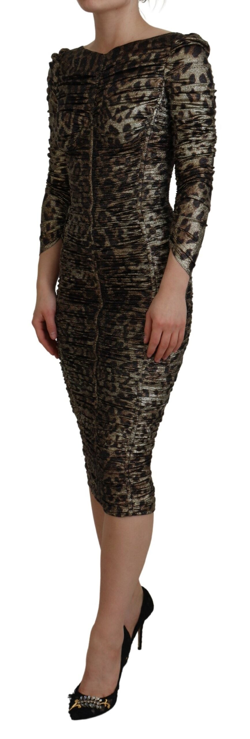 Elegante midi bodyconjurk met luipaardprint