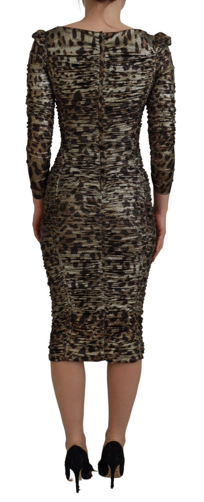 Elegante midi bodyconjurk met luipaardprint