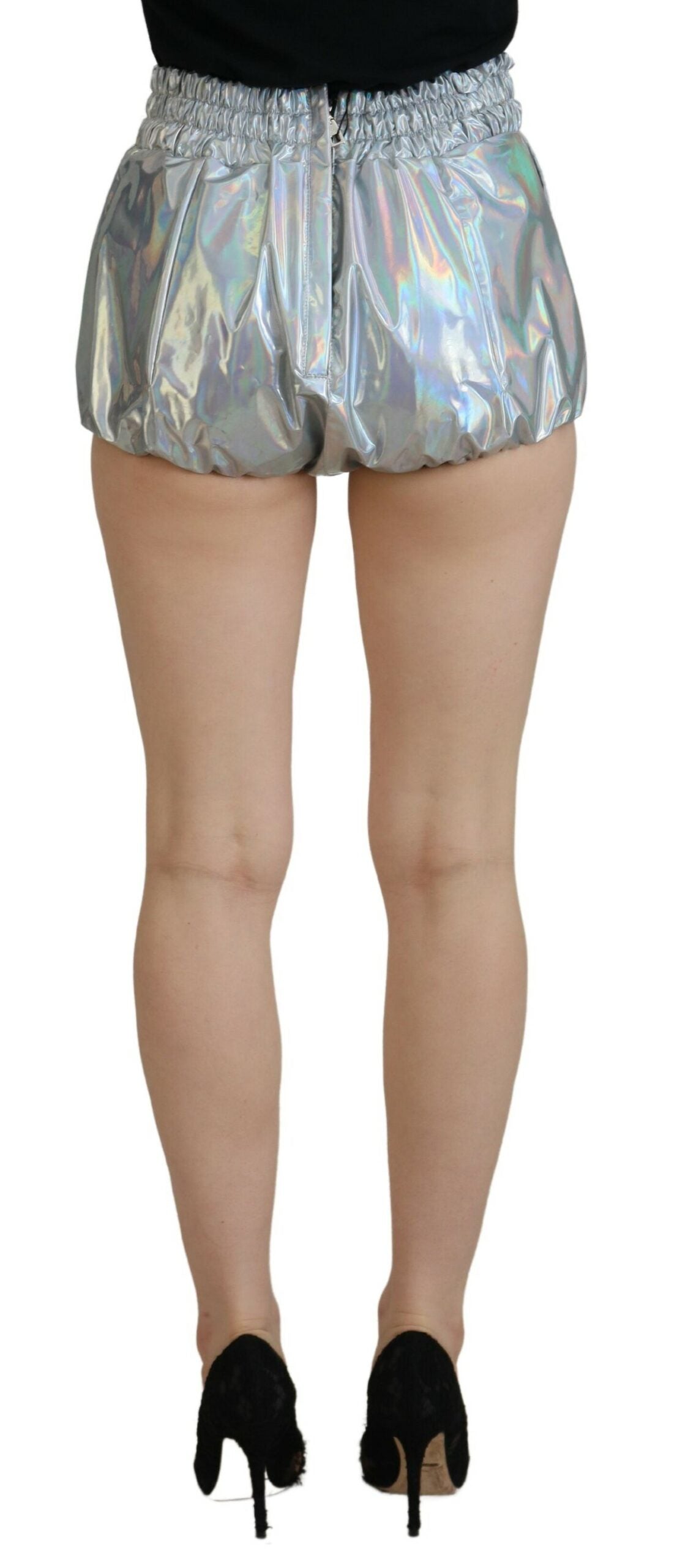 Elevated Elegance Zilveren Hoge Taille Shorts